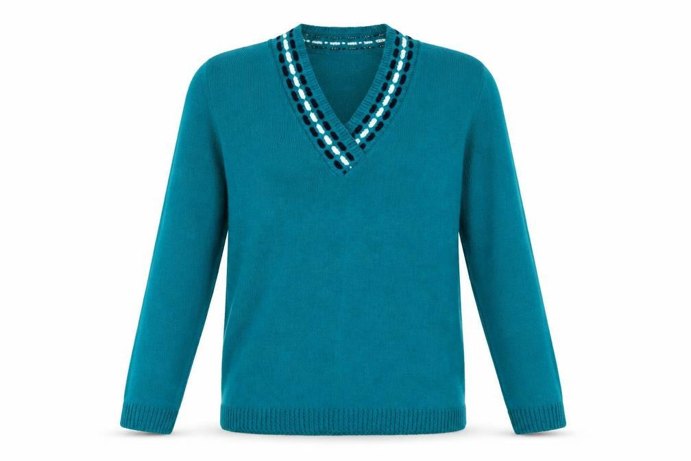 Front view of CHIC women’s green jumper, size L