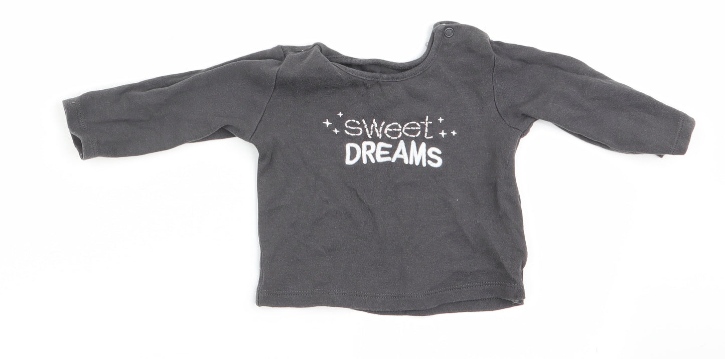 Primark Boys Grey Solid   Pyjama Top Size 6-9 Months  - Sweet Dreams