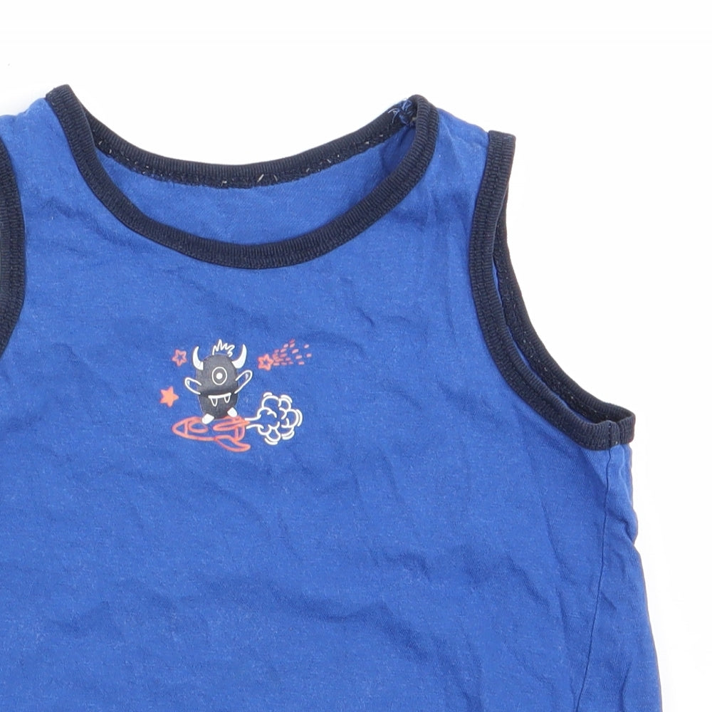 Primark Boys Blue   Basic Tank Size 6-7 Years  - Spaceman