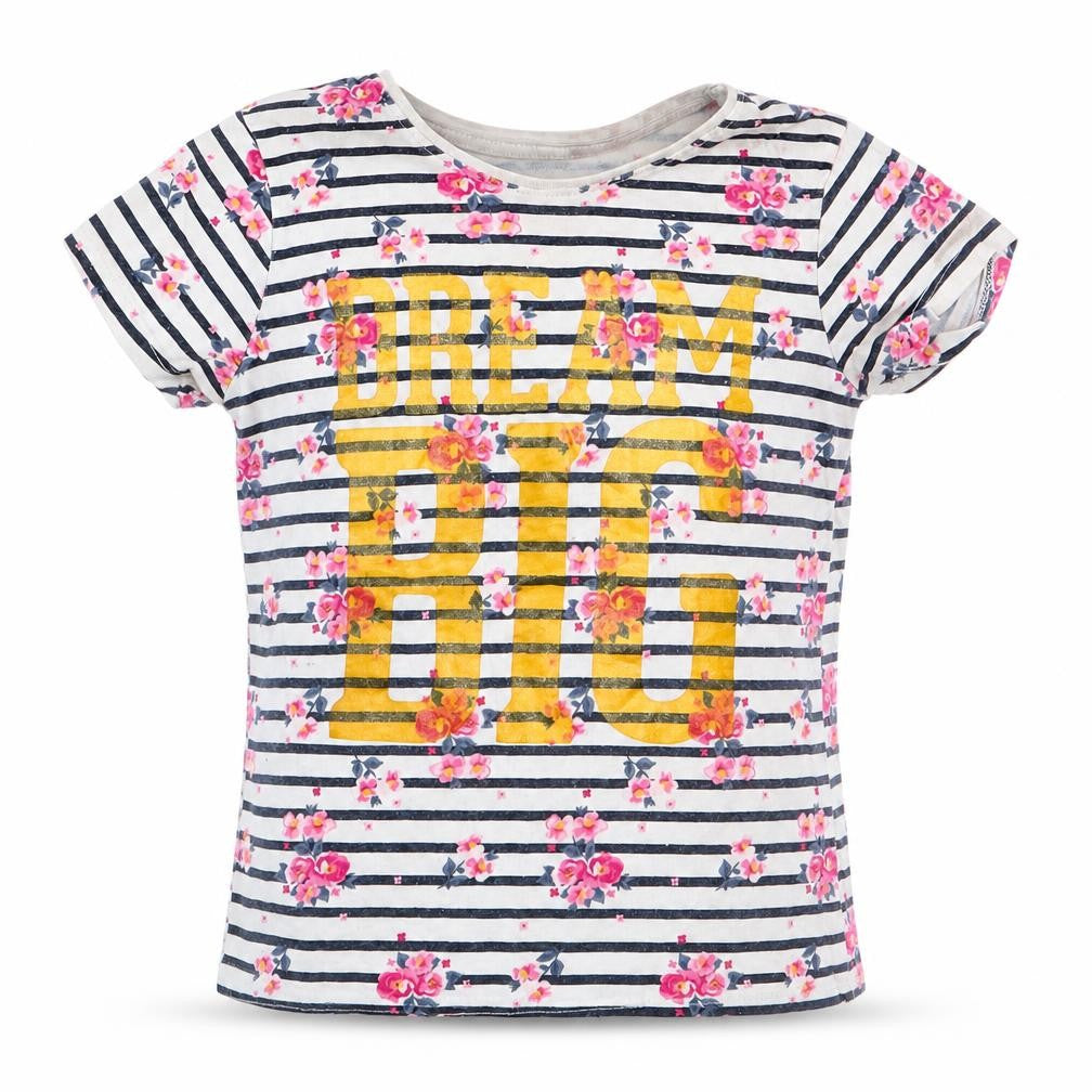 Primark Girls Blue Floral  Basic T-Shirt Size 4-5 Years  - Dream Big