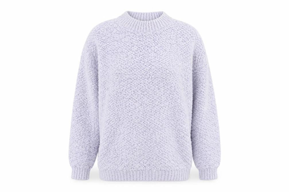 Front view of Atmosphere women’s purple jumper, size UK 8