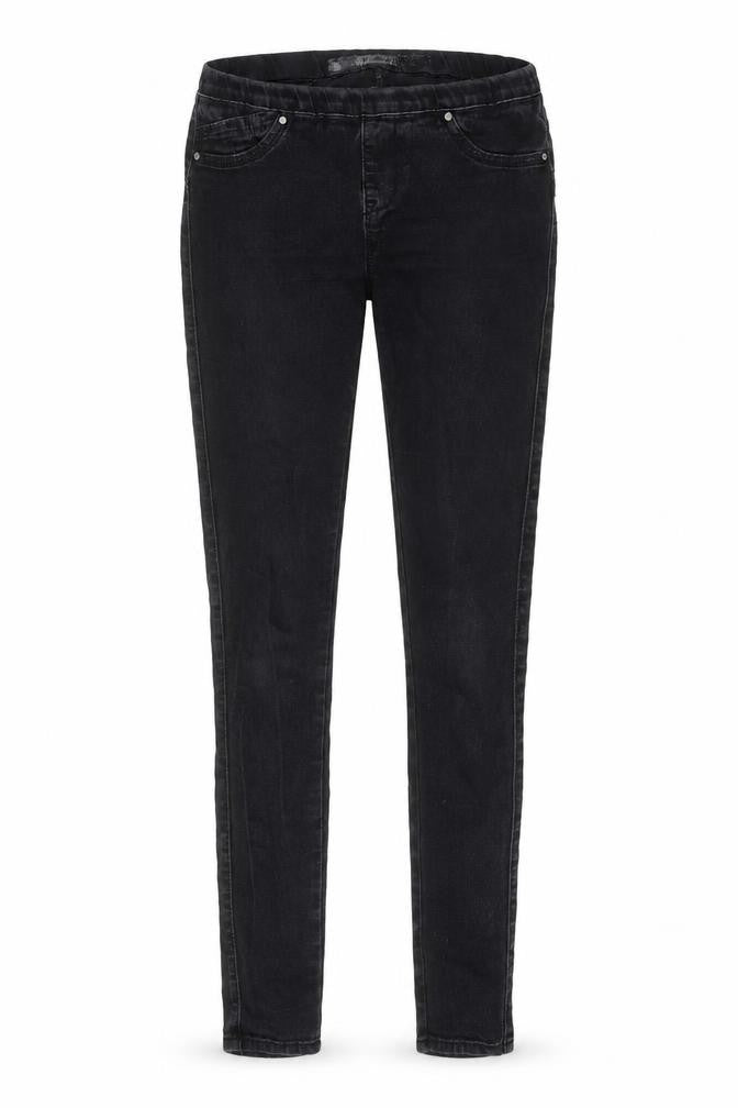 Front view of Denim & Co. women’s black skinny jeans, size UK 6, 27-inch leg