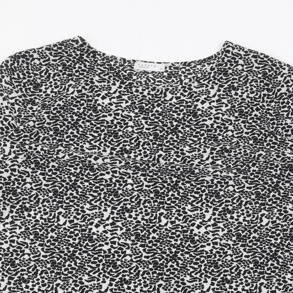Papaya Womens White Animal Print  Pullover Jumper Size 16