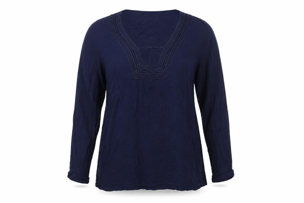 Front view of Papaya women’s blue basic t-shirt, size UK 10