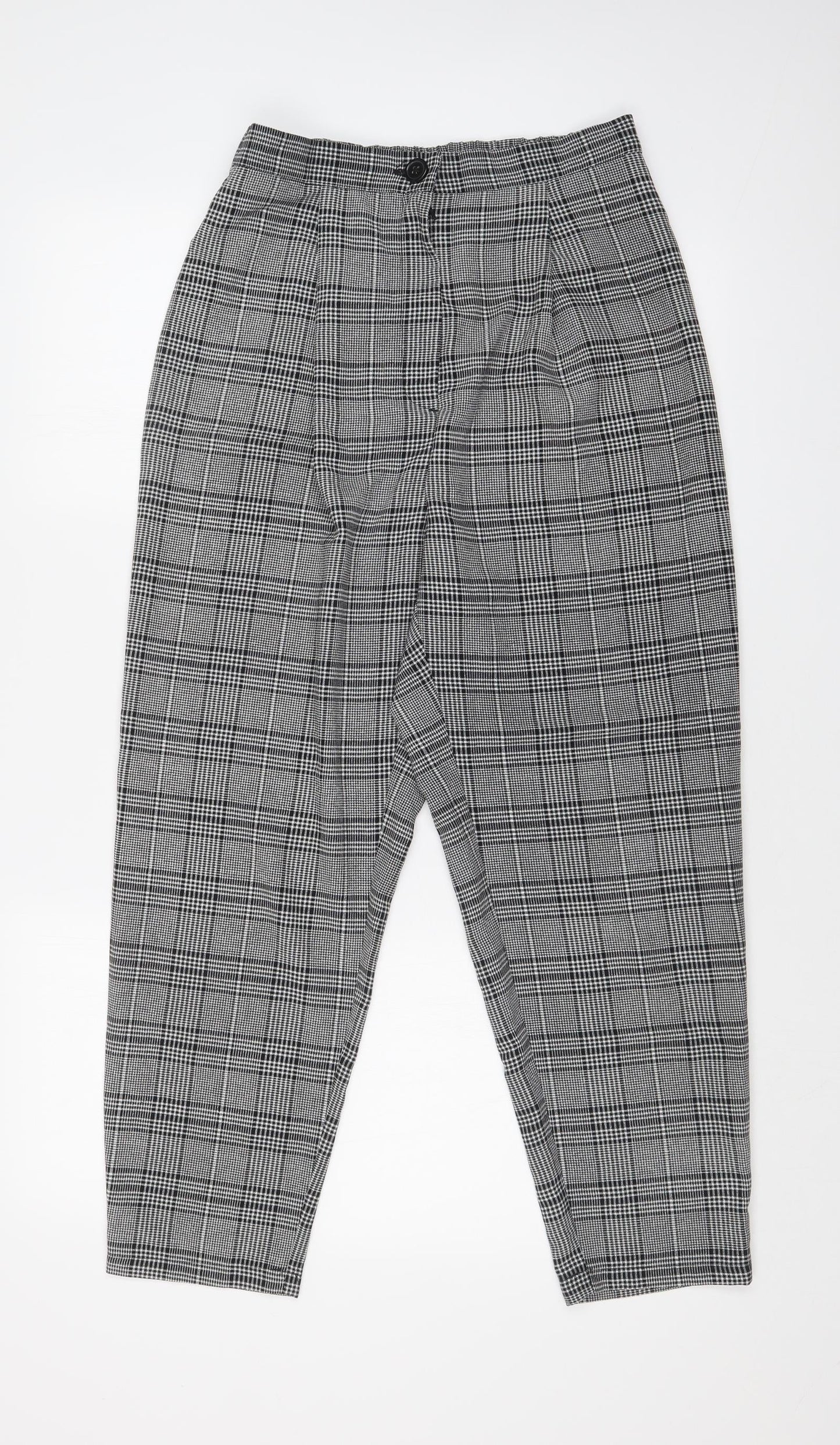 H&M Womens Multicoloured Check  Dress Pants Trousers Size 10 L24 in