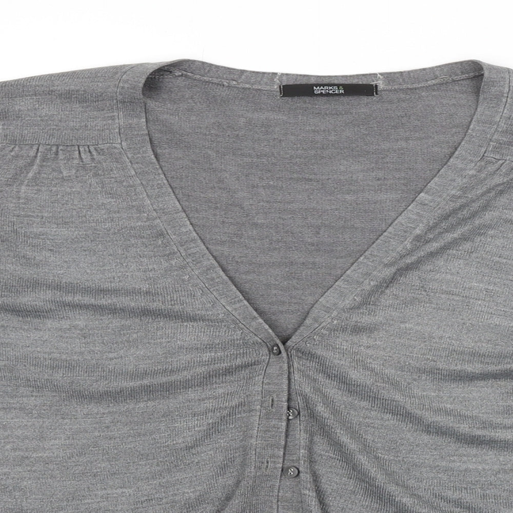 M&S Womens Grey   Cardigan Jumper