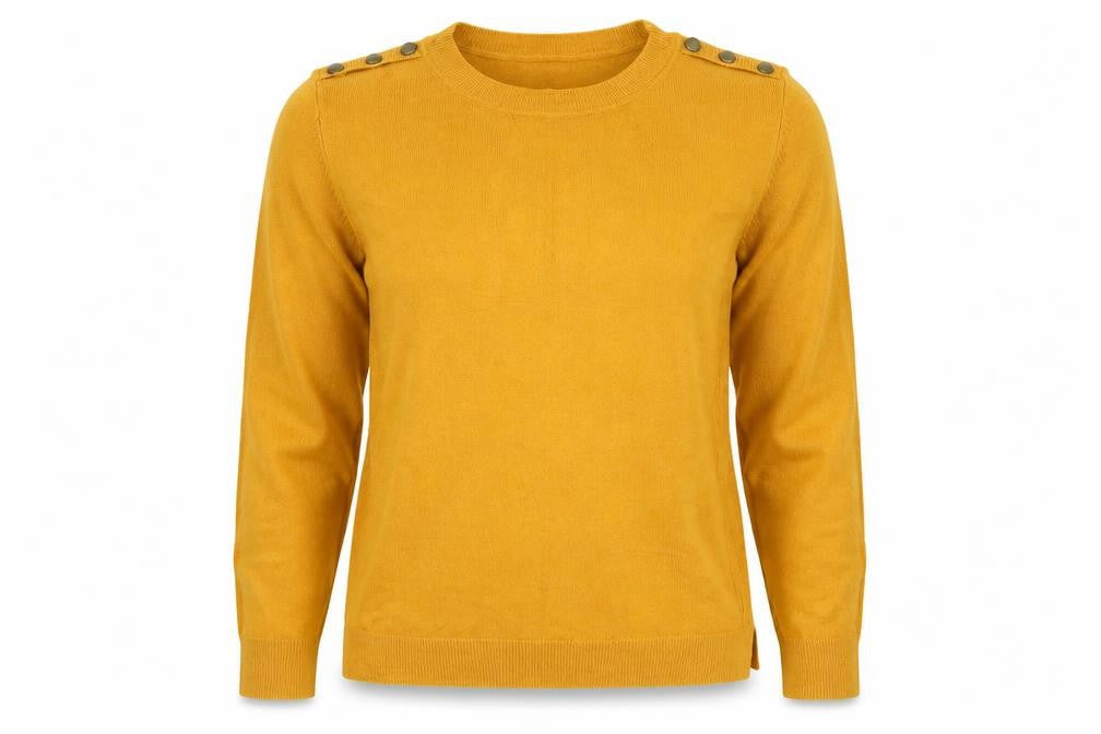 Front view of Atmosphere women’s yellow jumper, size UK 12