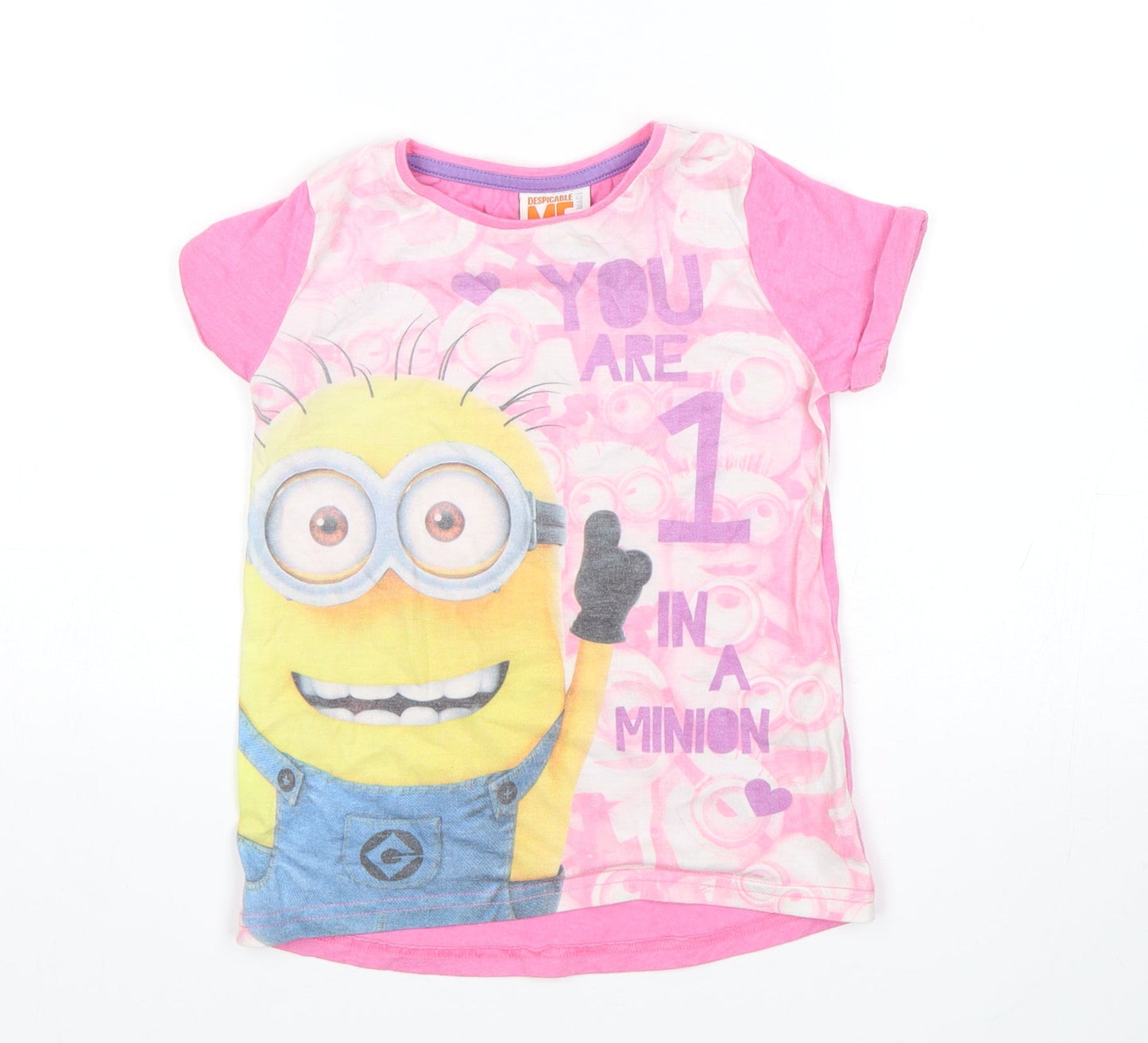 DISPICABLE ME Girls Pink   Basic T-Shirt Size 5-6 Years  - minions