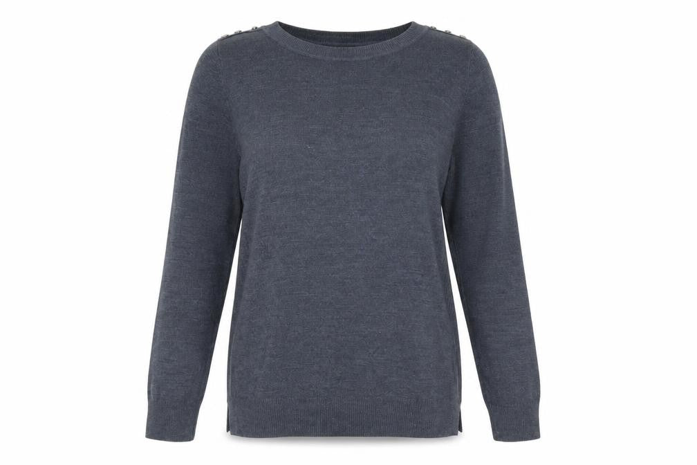 Front view of Atmosphere women’s blue jumper, size UK 12