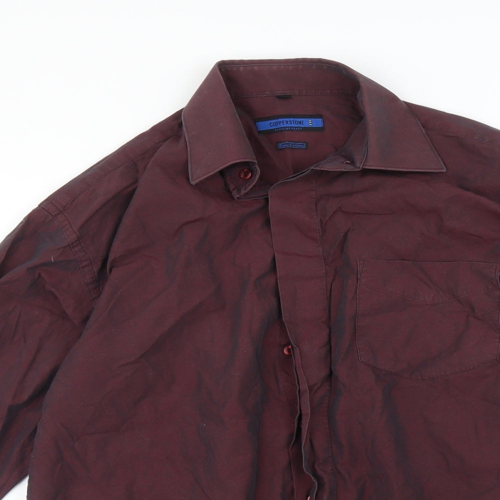 Copperstone Mens Purple    Button-Up Size 15