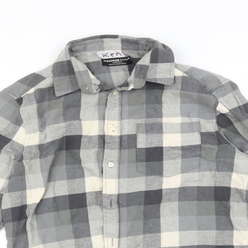 Cedarwood state Mens Green Camouflage   Button-Up Size M