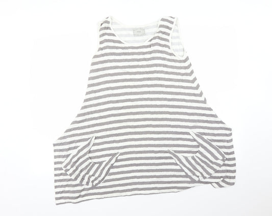 Soft B Womens Grey Striped  Basic T-Shirt Size L