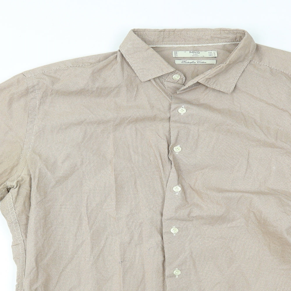 MNG Mens Beige Check   Button-Up Size M