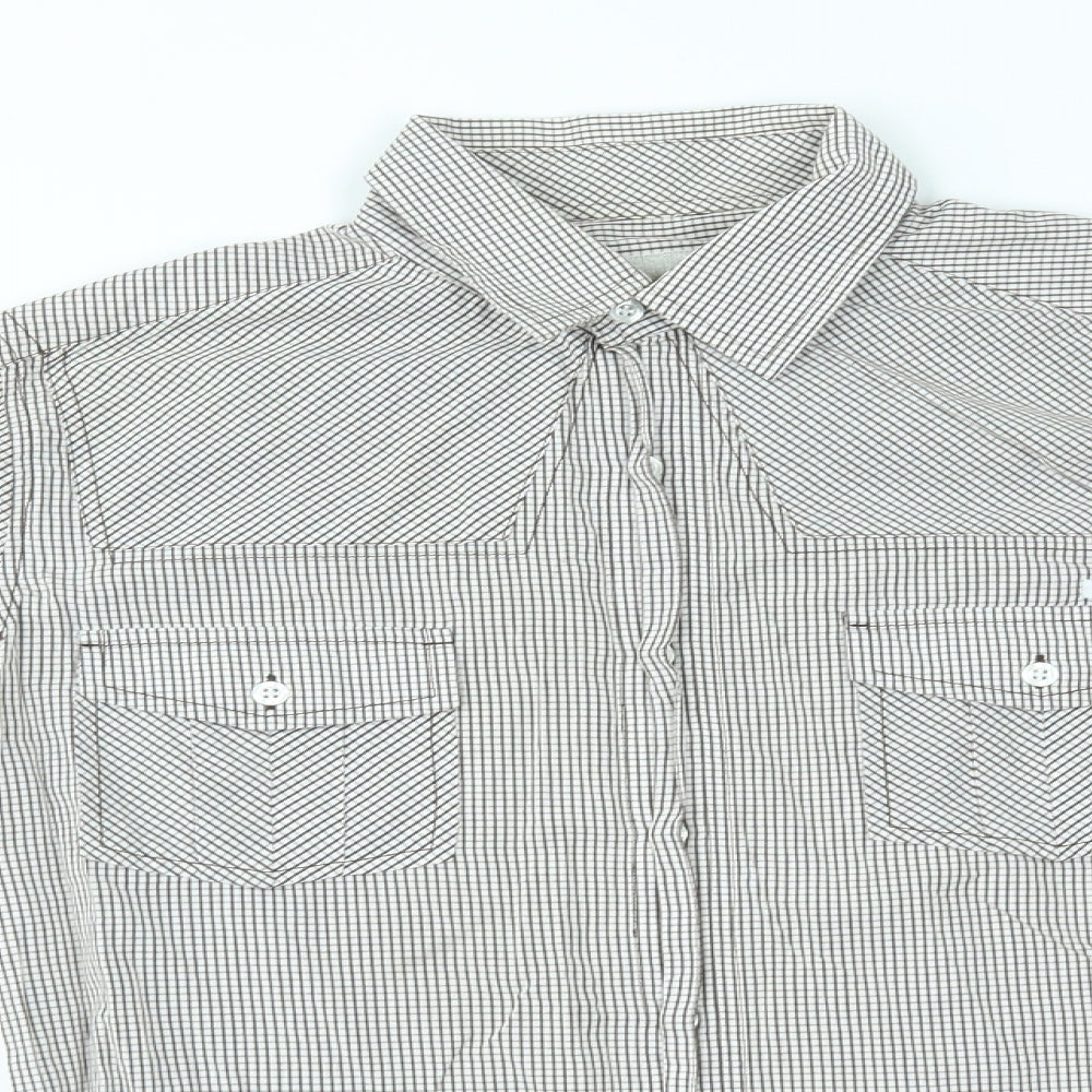 Crafted Mens White Check   Dress Shirt Size S