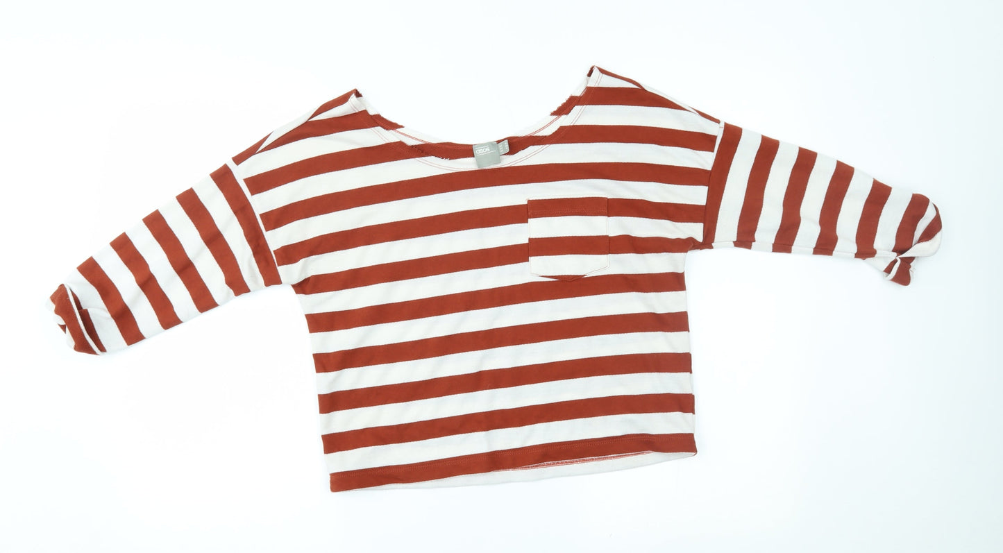 ASOS Womens Brown Striped  Basic T-Shirt Size 8