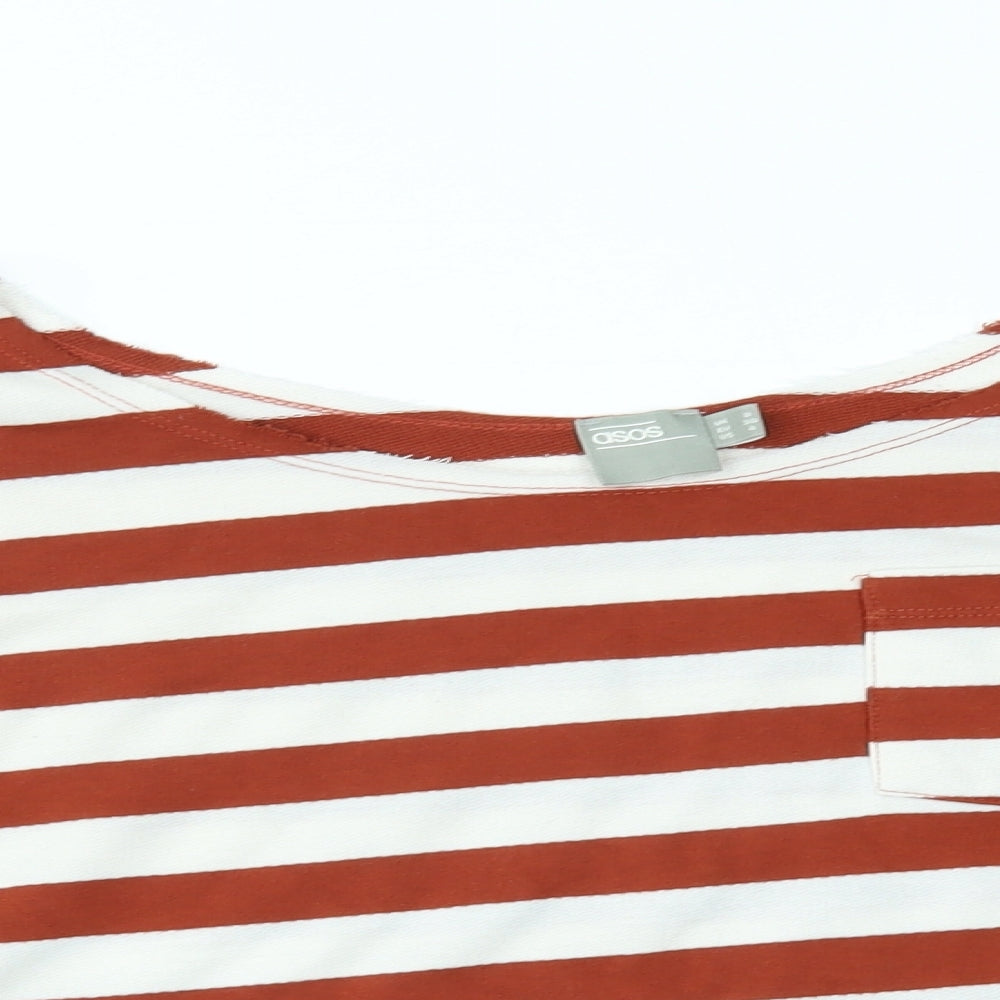 ASOS Womens Brown Striped  Basic T-Shirt Size 8