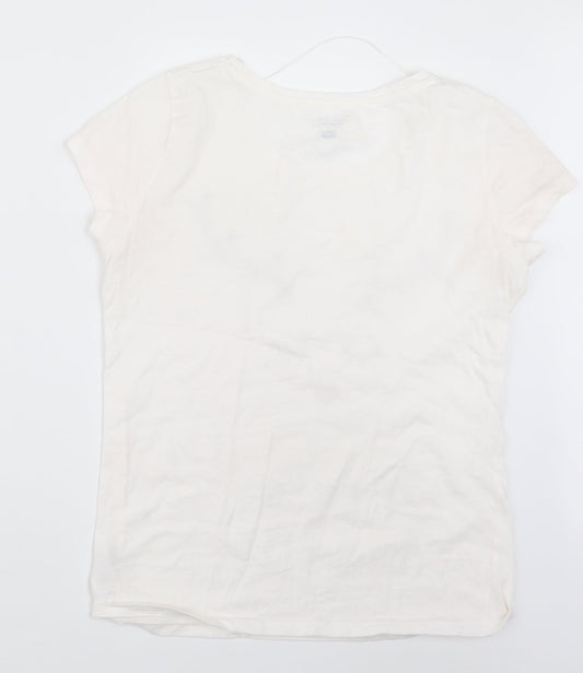 F&F Womens White Geometric  Top Pyjama Top Size 6  - Christmas