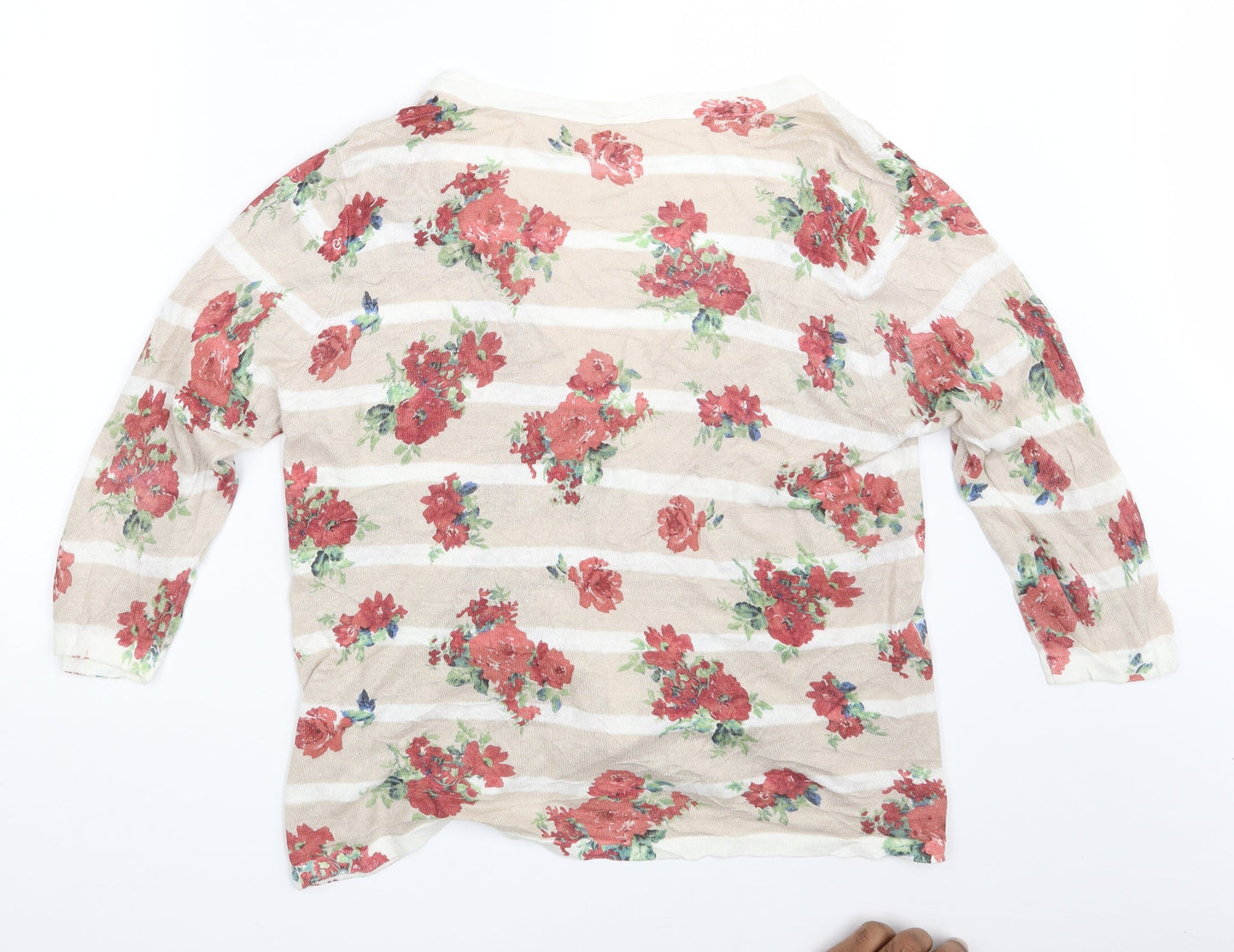 Preworn Womens Beige Floral  Cardigan Jumper One Size