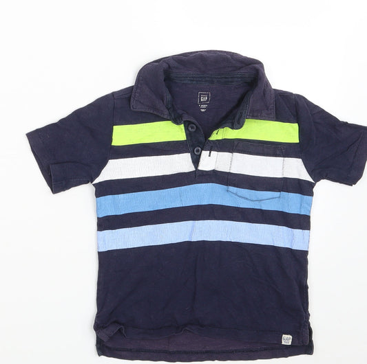 Gap Boys Blue Striped  Pullover Polo Size 4 Years