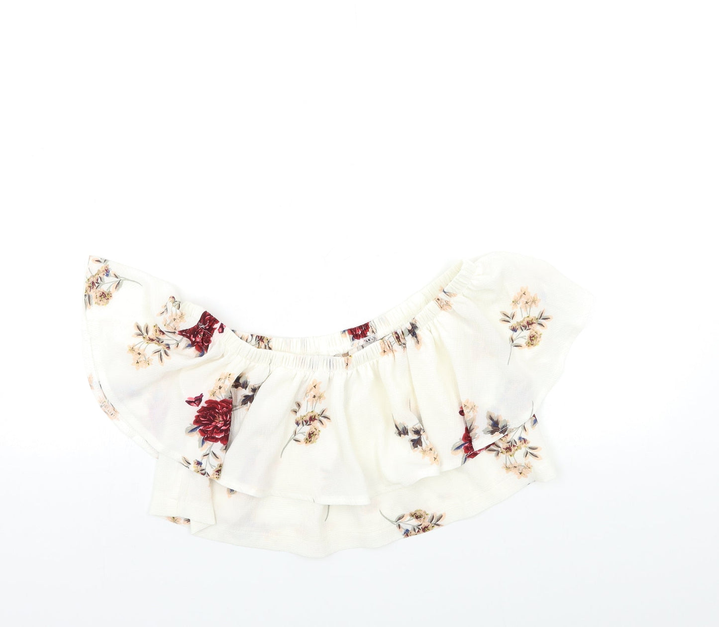 In the Style Womens White Floral  Basic Blouse Size 8