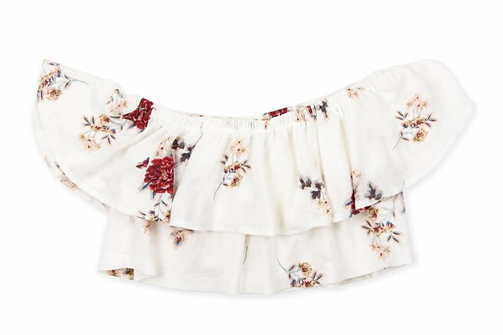 Front view of In the Style women’s white floral basic blouse, size UK 8