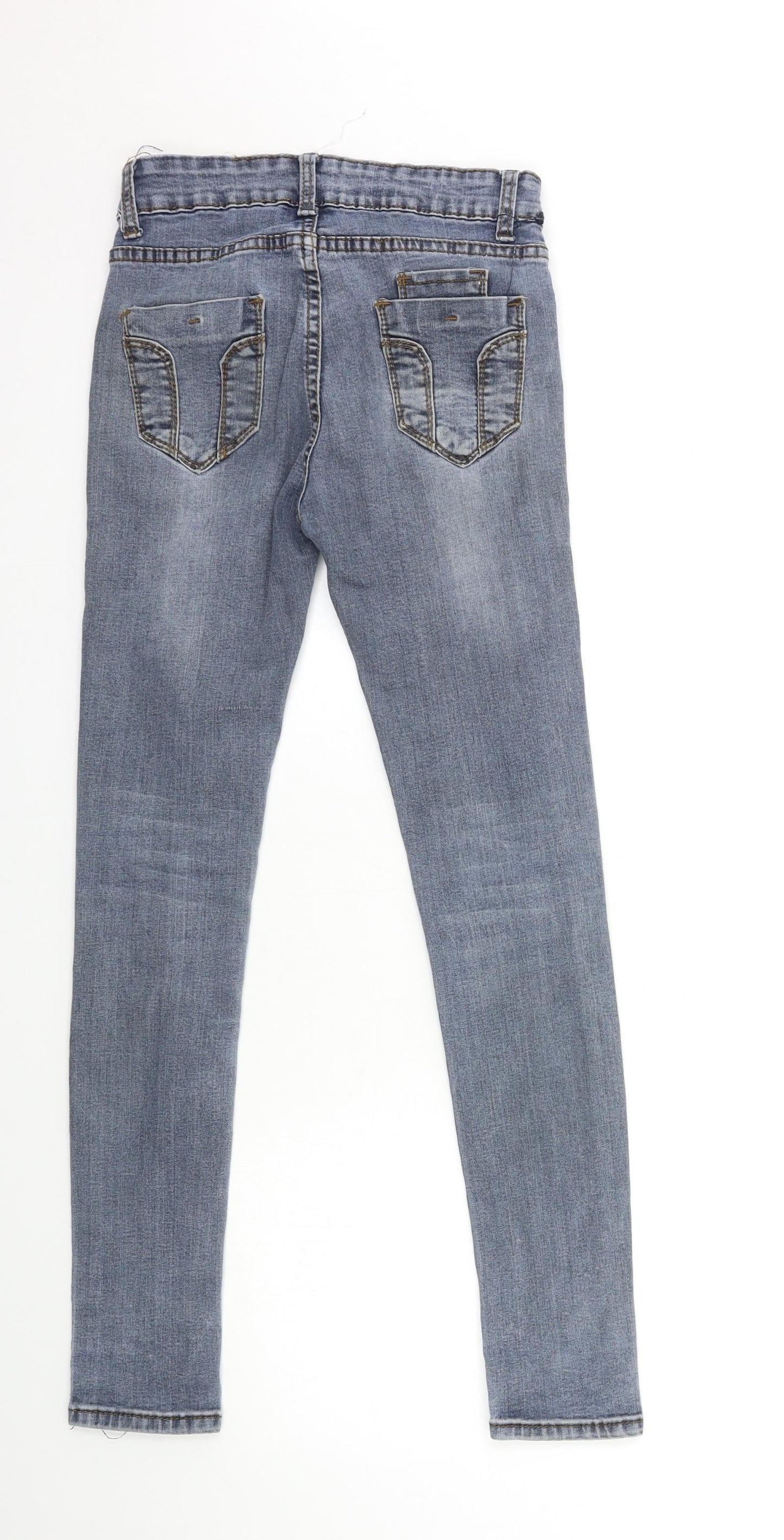 Preworn Womens Beige  Denim Skinny Jeans Size 23 in L28 in