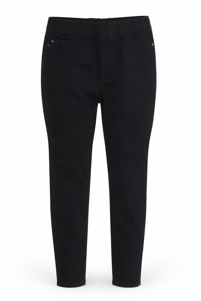 Front view of Denim & Co. women’s black denim jegging jeans, size UK 10, 29-inch leg