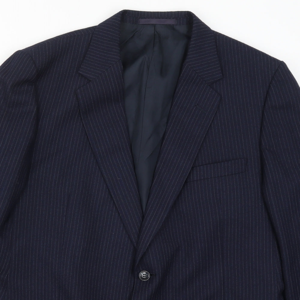 St Michael Mens Blue Striped  Jacket Suit Jacket Size 42