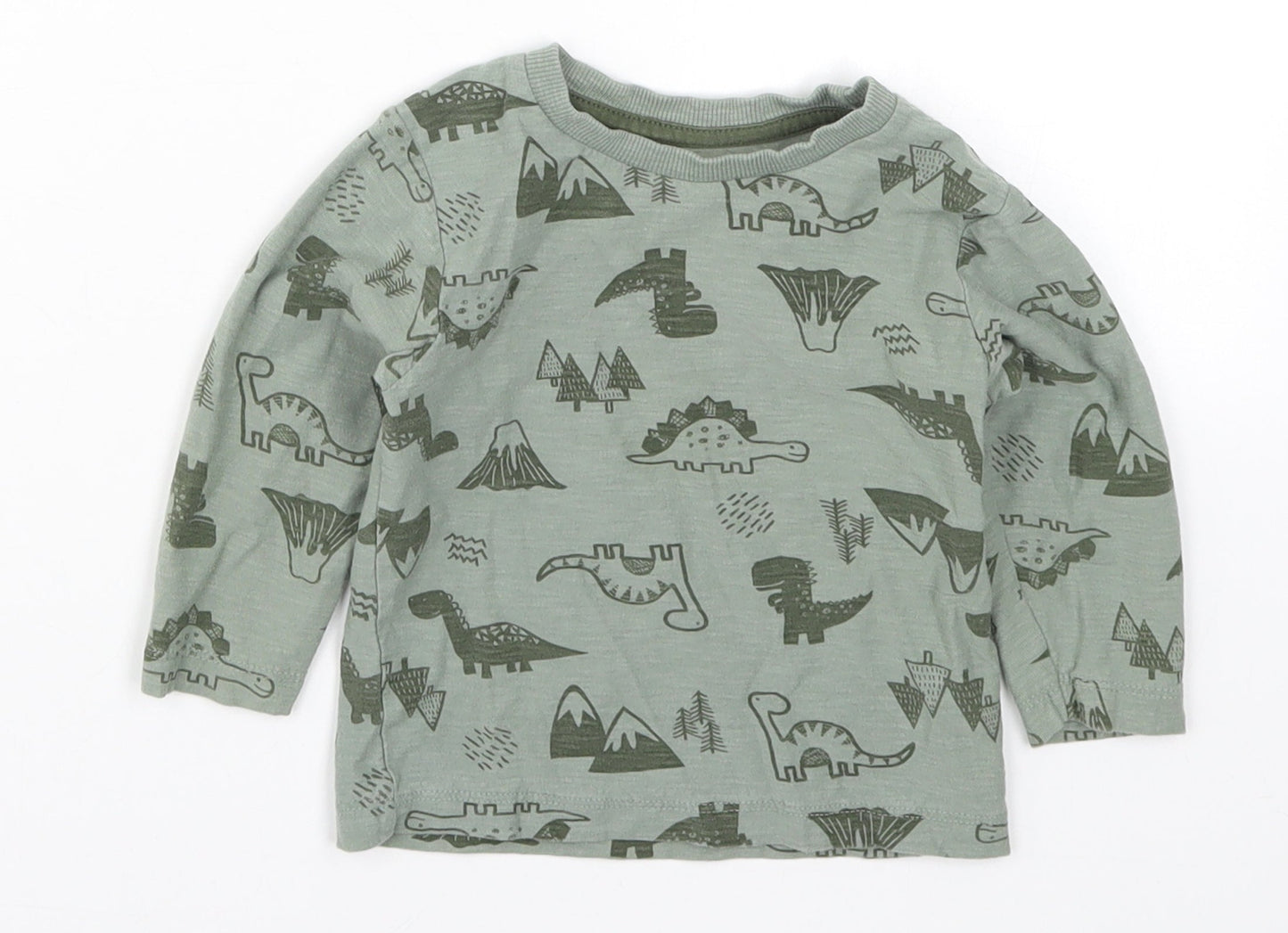 Matalan Boys Green   Basic T-Shirt Size 9-12 Months  - Dinosaurs