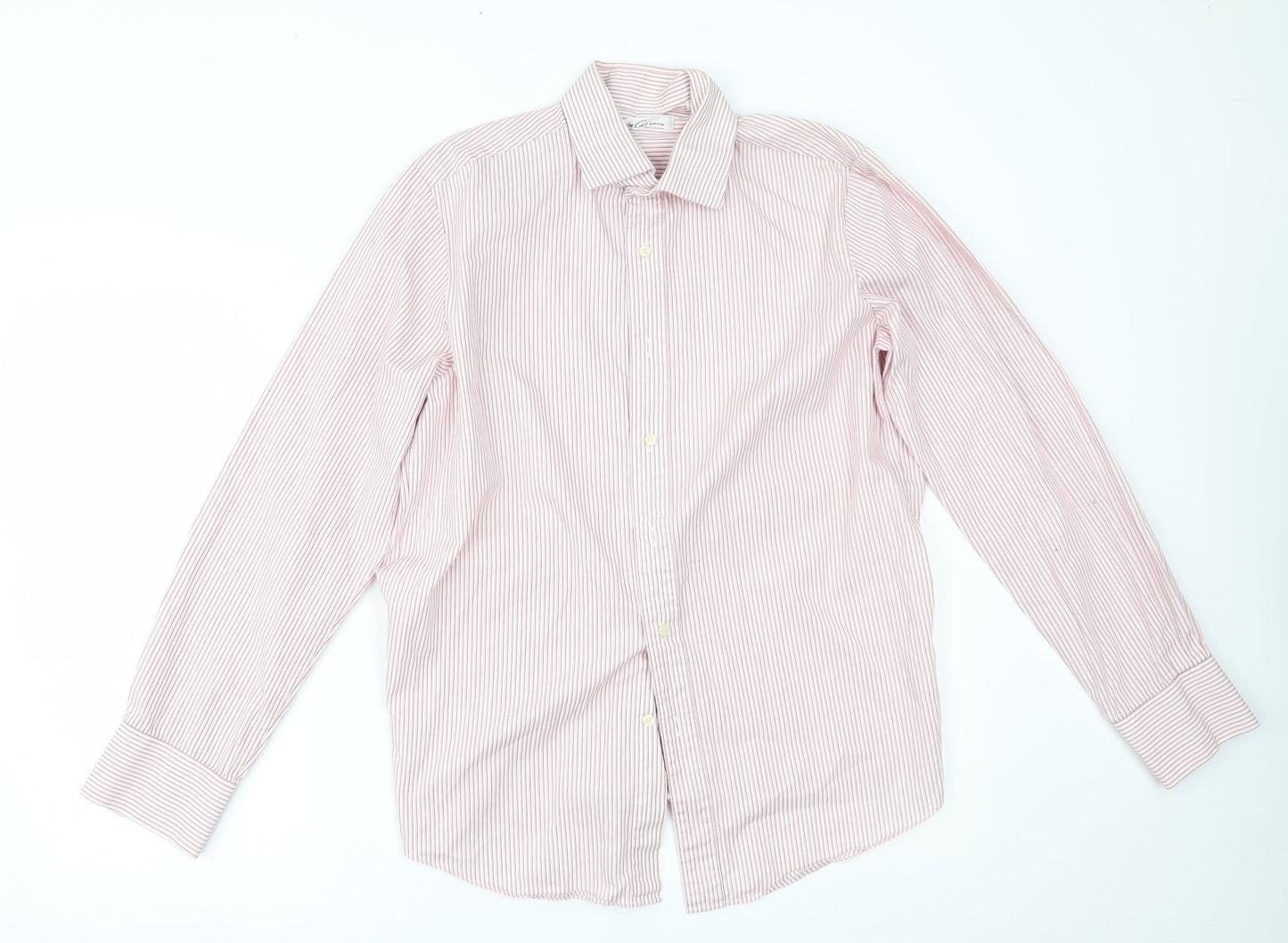 Kenneth Cole Mens Pink Striped   Button-Up Size 15