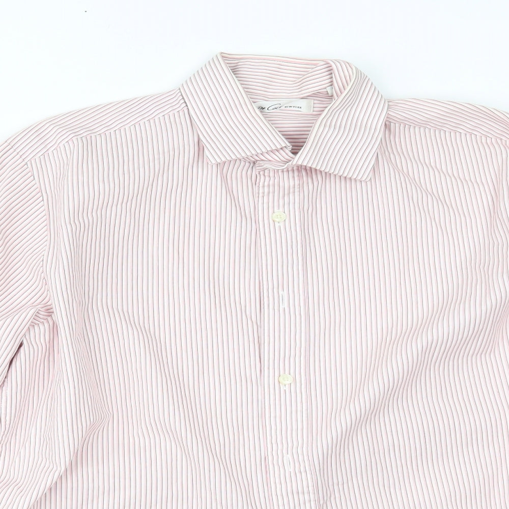 Kenneth Cole Mens Pink Striped   Button-Up Size 15