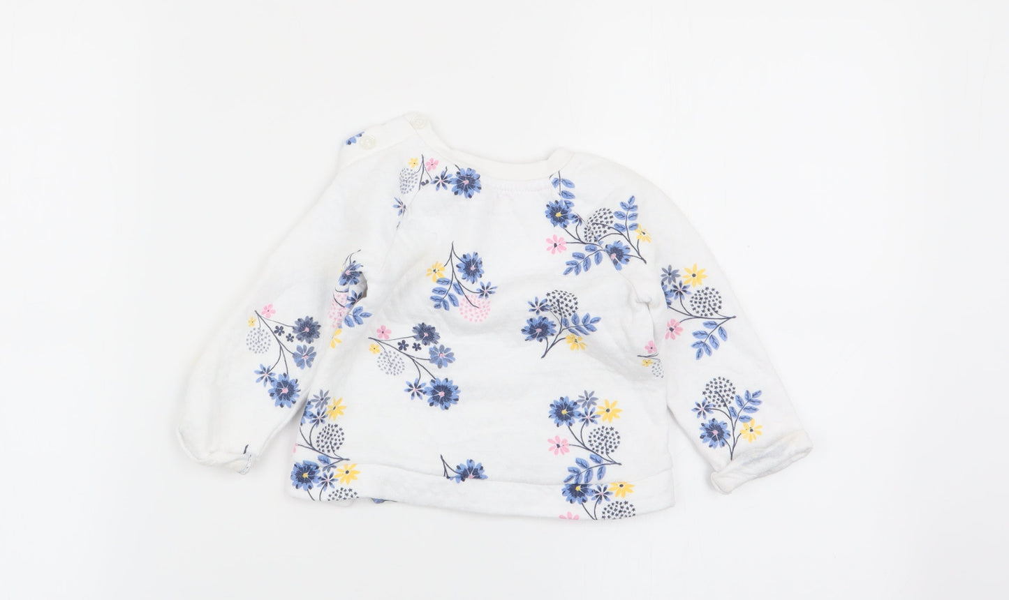 Nutmeg Girls White Floral  Pullover Jumper Size 6-9 Months