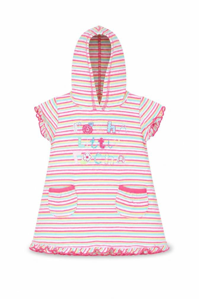 Front view of Debenhams girls’ multicoloured striped jumper dress, size 3-6, months