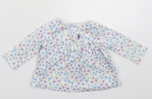 Marks and Spencer Girls White Floral  Fit & Flare  Size 6-9 Months