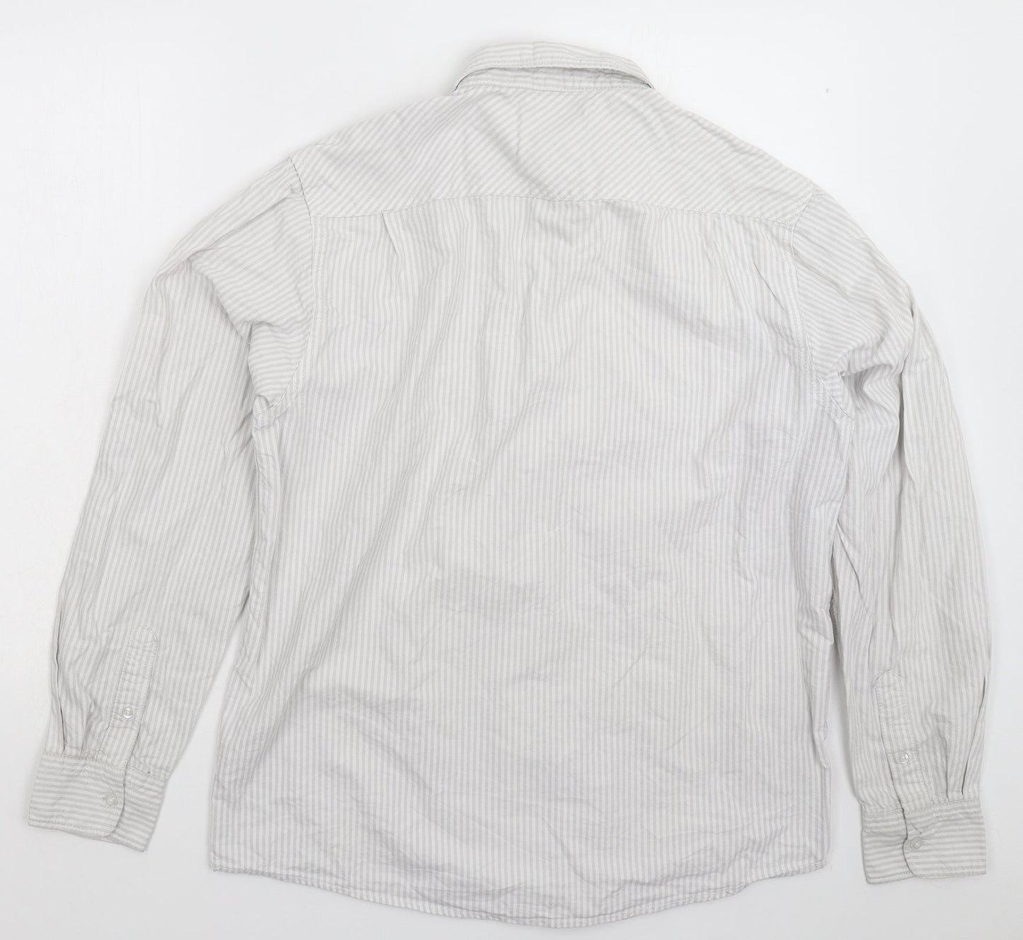 Cedar Wood State Mens Grey Striped   Button-Up Size M