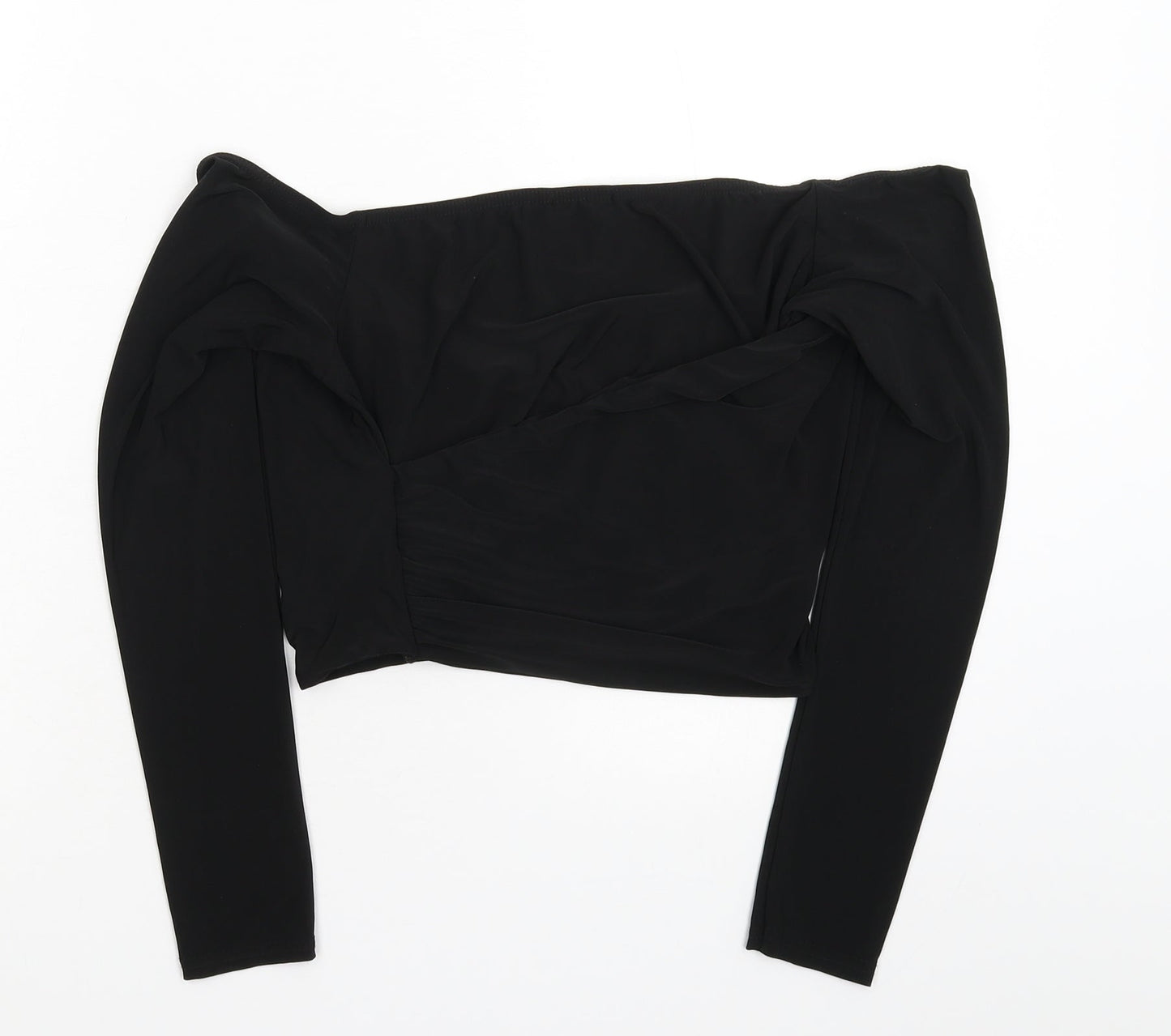 PRETTYLITTLETHING Womens Black   Cropped Blouse Size 12
