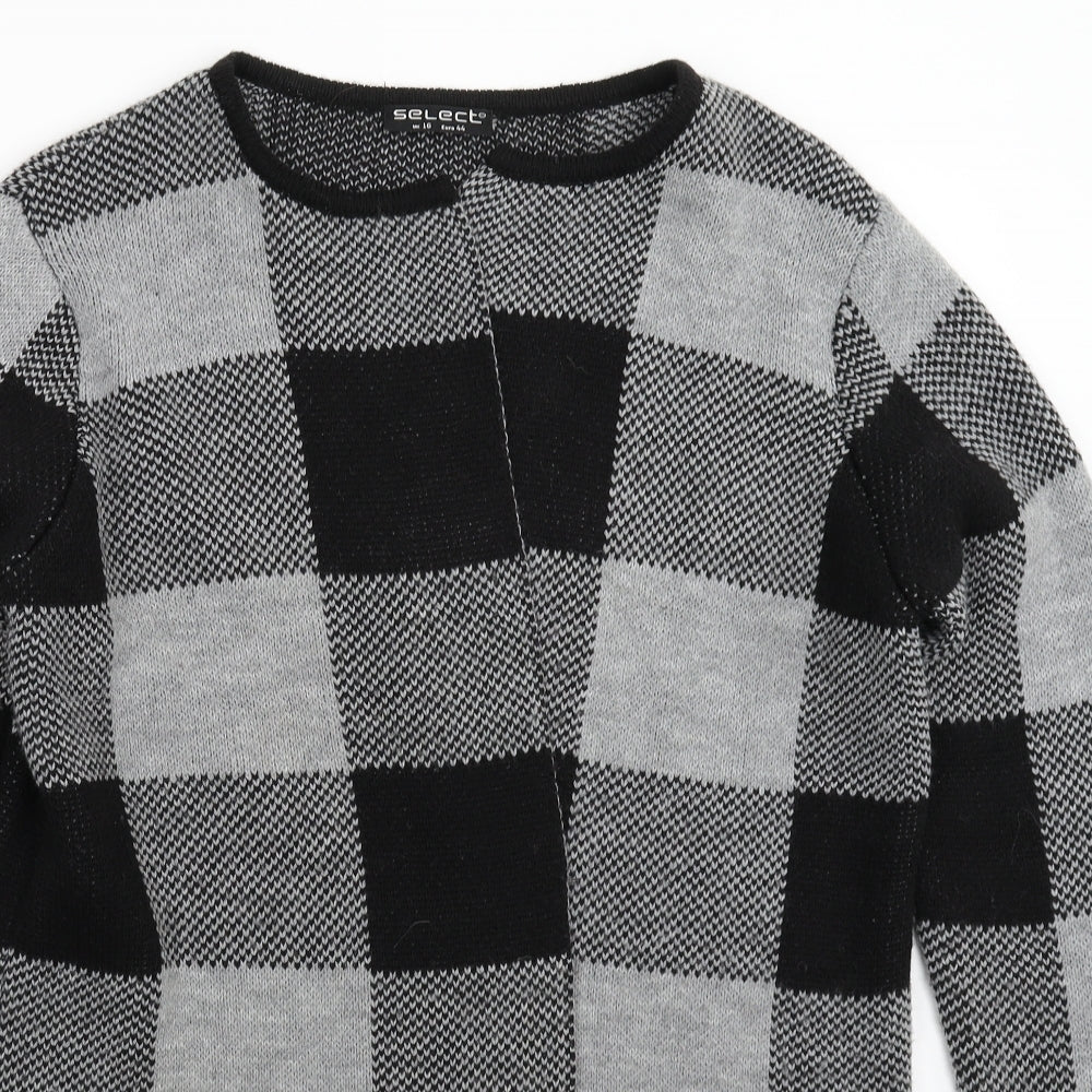 Select Womens Grey Check Knit Cardigan Jumper Size 16