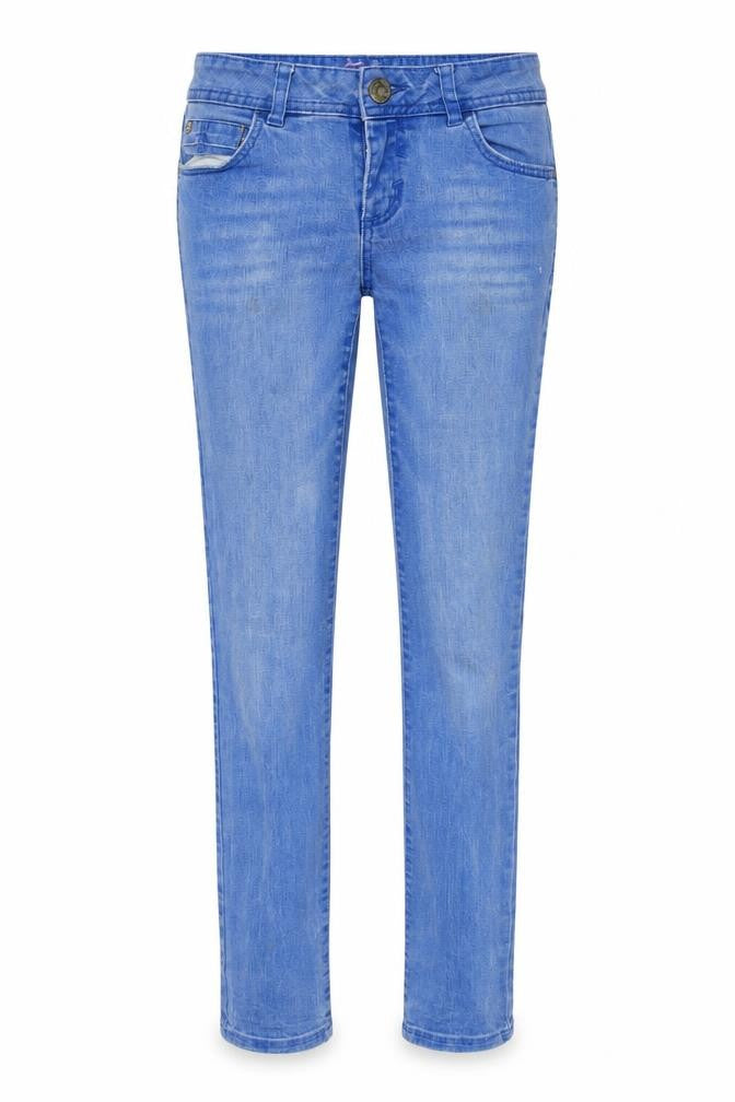 Front view of EDC women’s blue denim skinny jeans, size UK 30, in, 28-inch leg