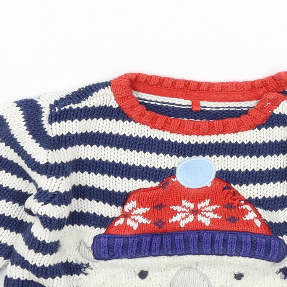 TU Baby Blue Striped Knit Pullover Jumper Size 9-12 Months  - Polar Bear