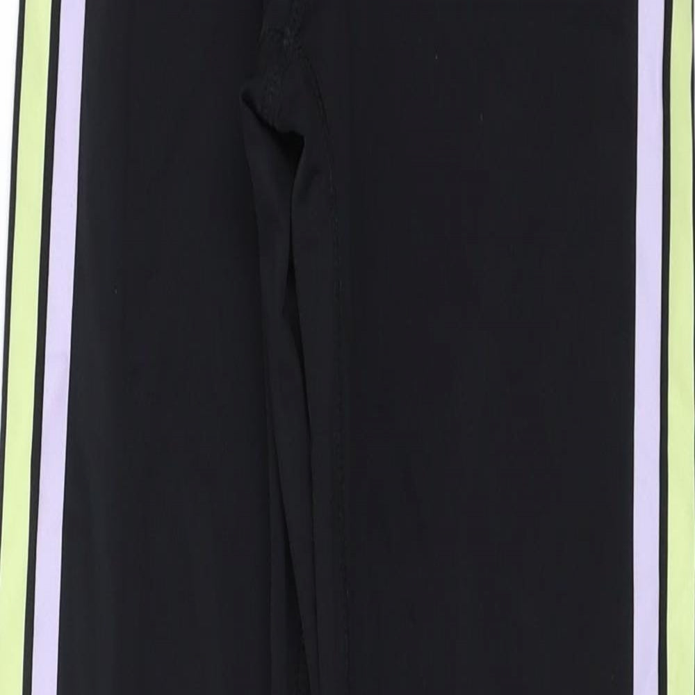Workout Womens Black Striped Jersey Capri Leggings Size 4 L25 in