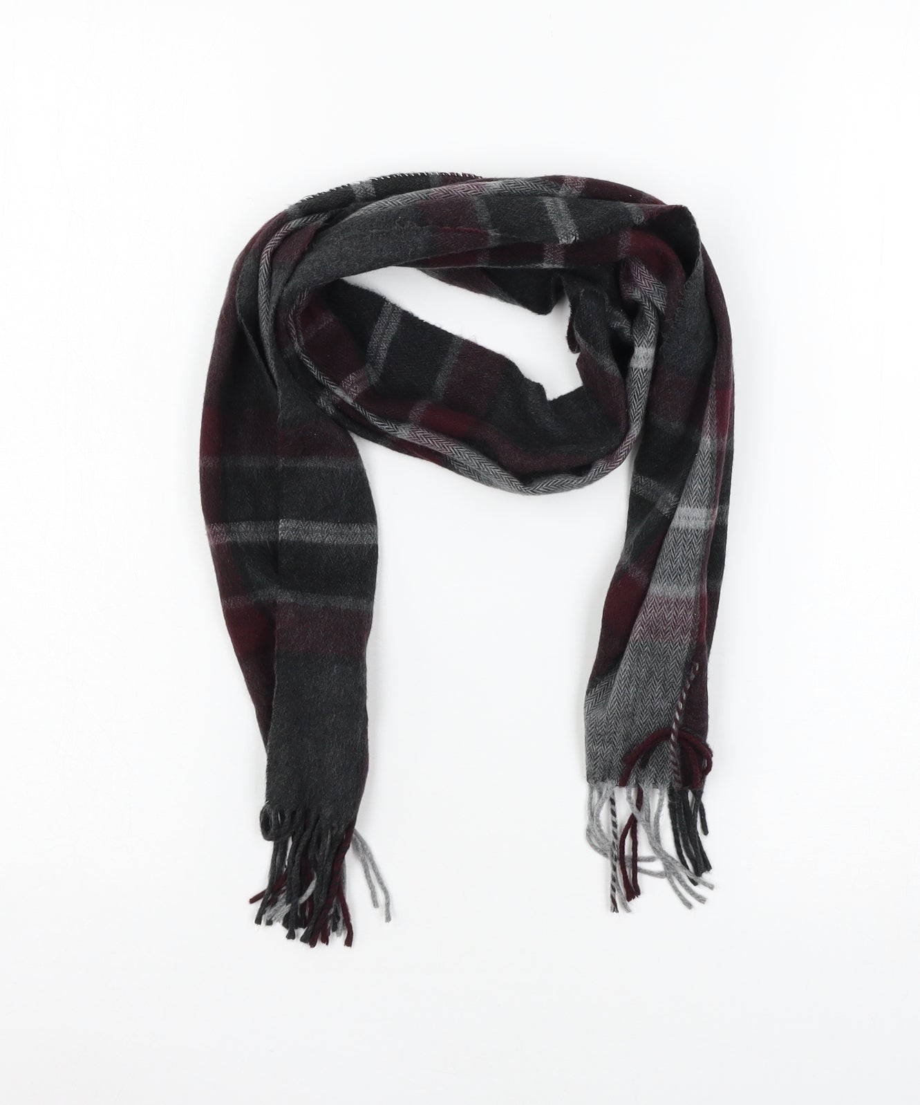 River isand Mens Grey Plaid Knit Rectangle Scarf Scarf One Size