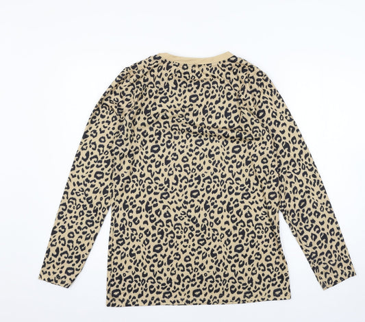 Preworn Womens Brown Animal Print Jersey Basic T-Shirt Size S