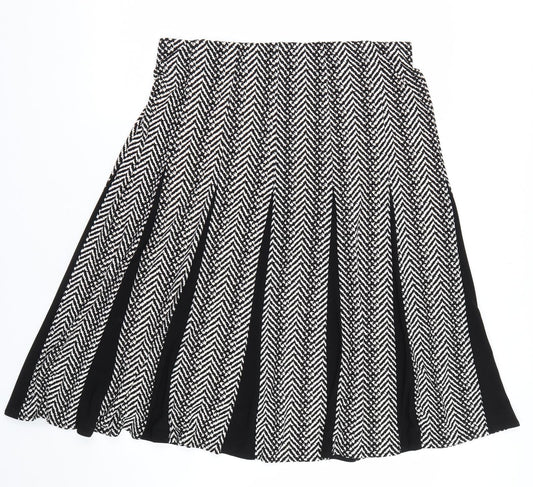Roz&Ali Womens Black Striped  Skater Skirt Size L
