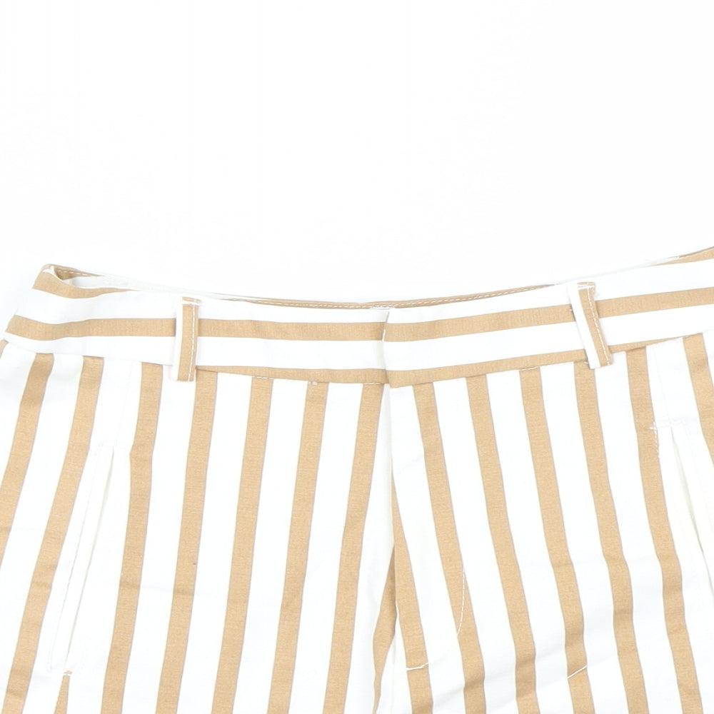 Stradivarius Womens Brown Striped  Paperbag Shorts Size 8