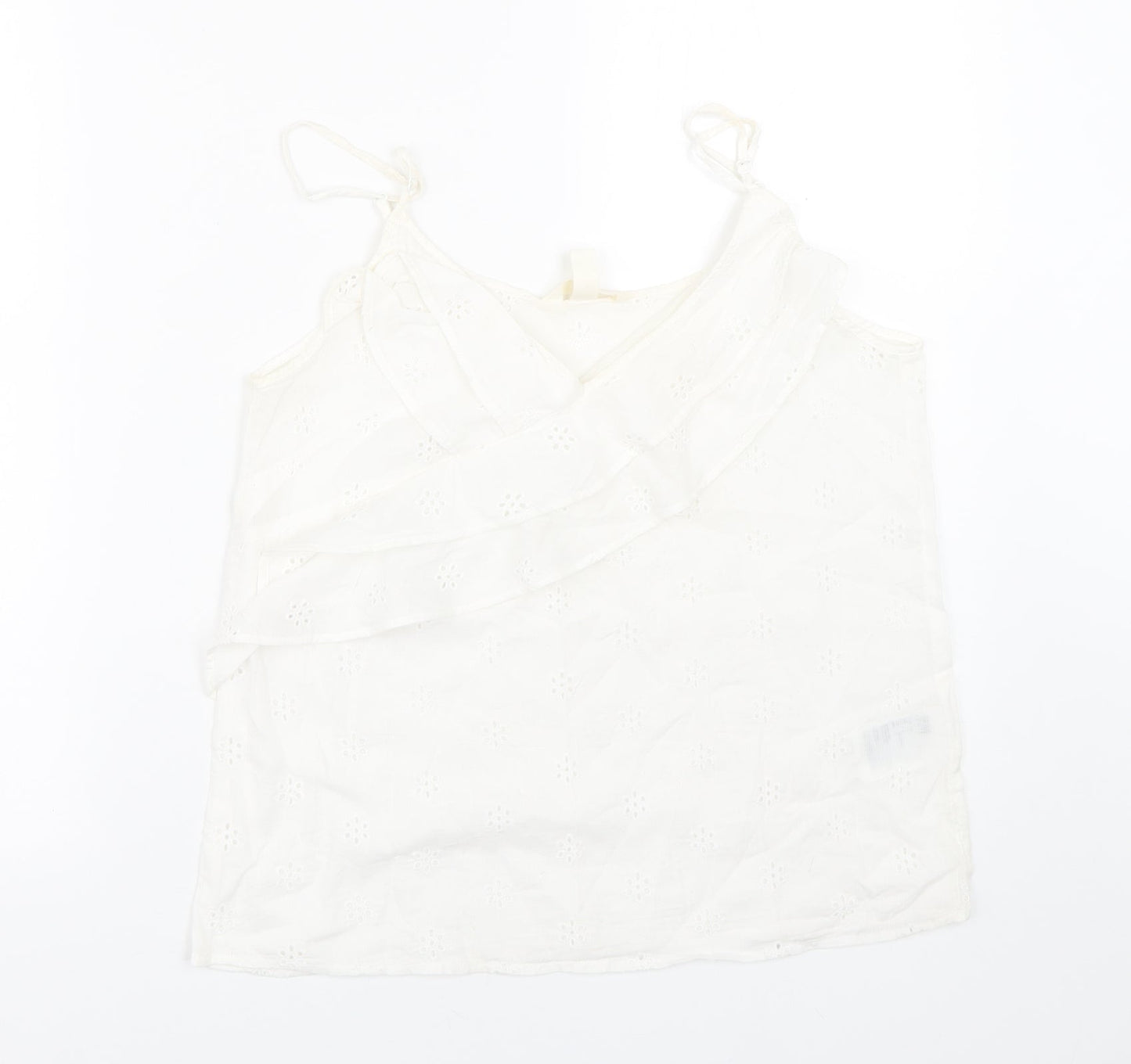H&M Womens White Floral  Basic Tank Size 8