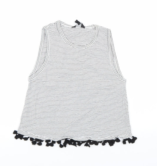 New Look Womens White Striped  Basic Tank Size 6