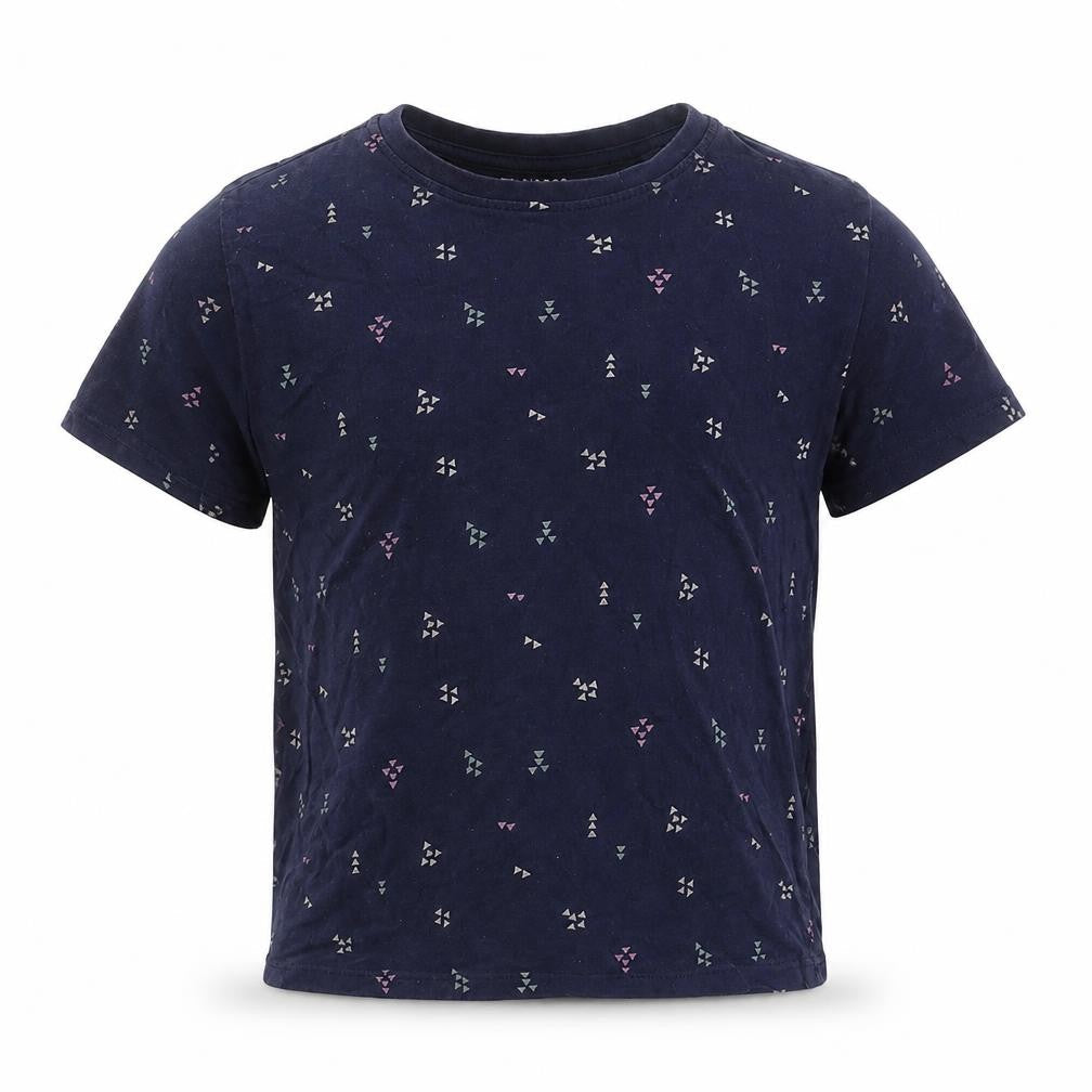 Primark Girls Blue Geometric  Basic T-Shirt Size 6-7 Years