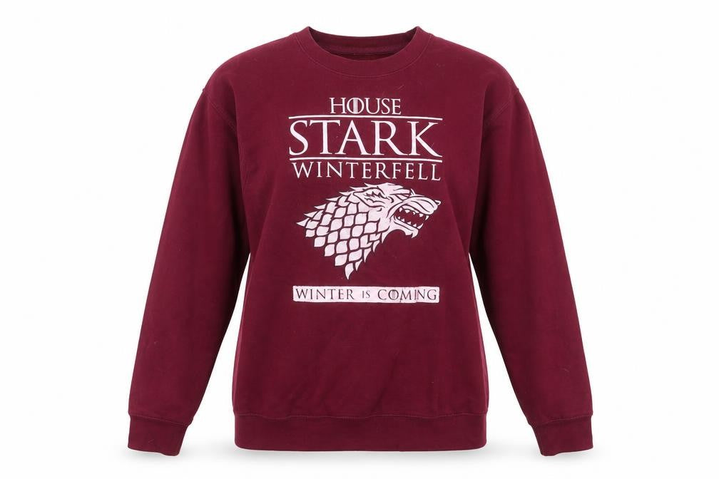 Front view of Awdis women’s purple pullover sweatshirt, size M, - game of thrones
