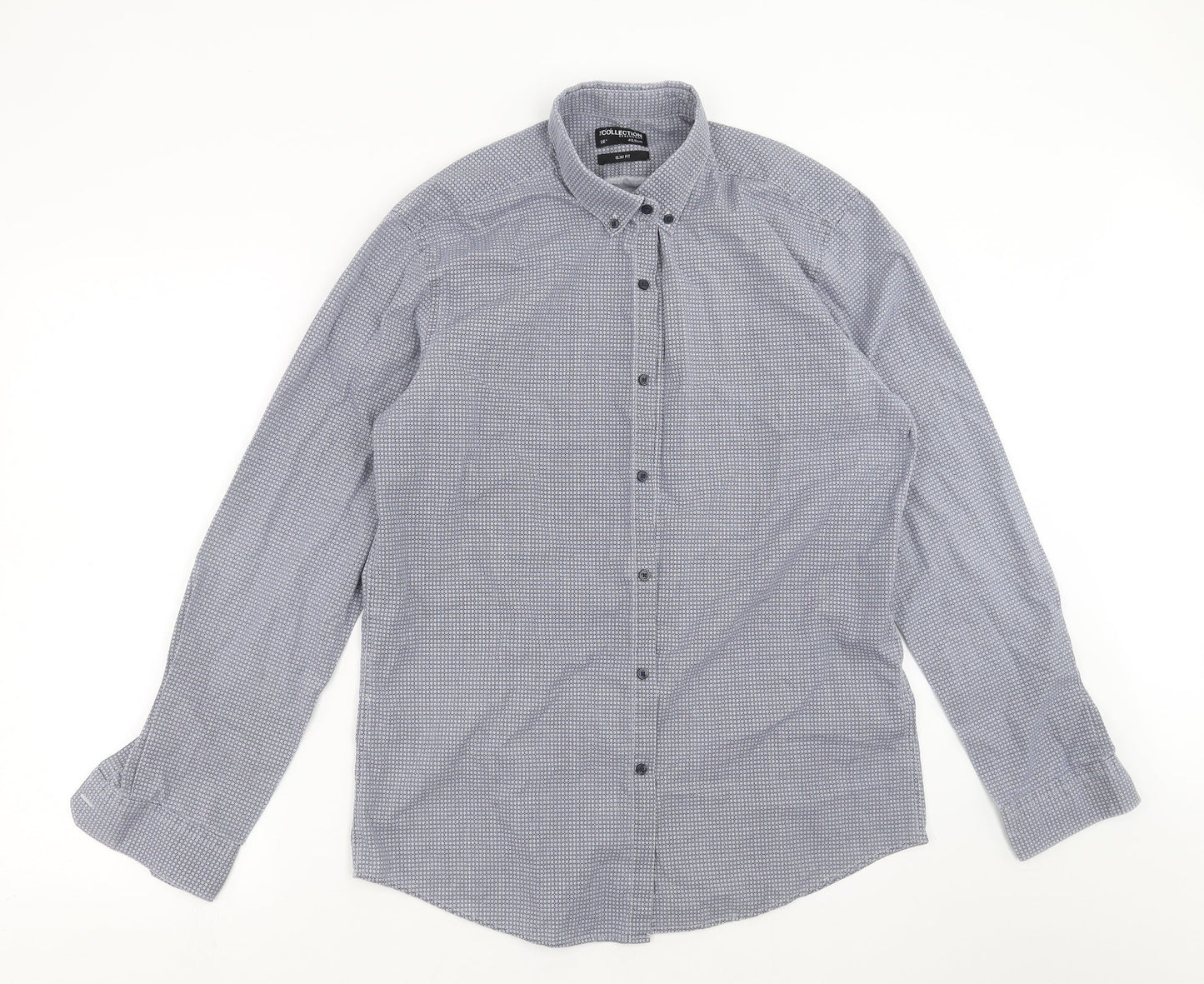 Debenhams Mens Blue Geometric   Button-Up Size 16