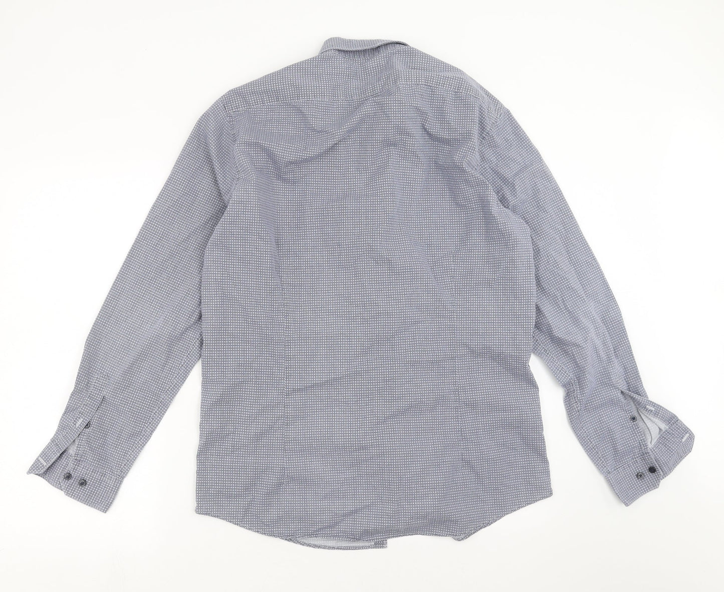 Debenhams Mens Blue Geometric   Button-Up Size 16